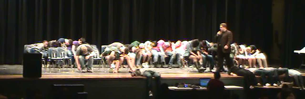 Comedy hypnotist places guests into the hypnotic state of mind.
